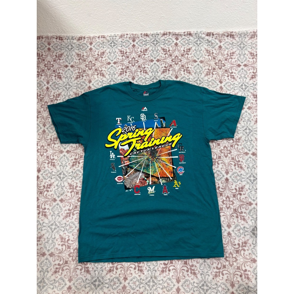 Majestic MLB 2016 Spring Training Cactus League Teal Graphic T-Shirt Mens L
